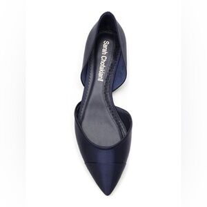 Sarah Chofakian NWT Navy Satin Pointy Toe Ballet Flats